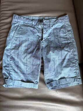 Sun 68 Light Blue Paisley Print Flat Front Shorts